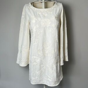 Juicy Couture Cream Angel Embroidered Crepe Dress